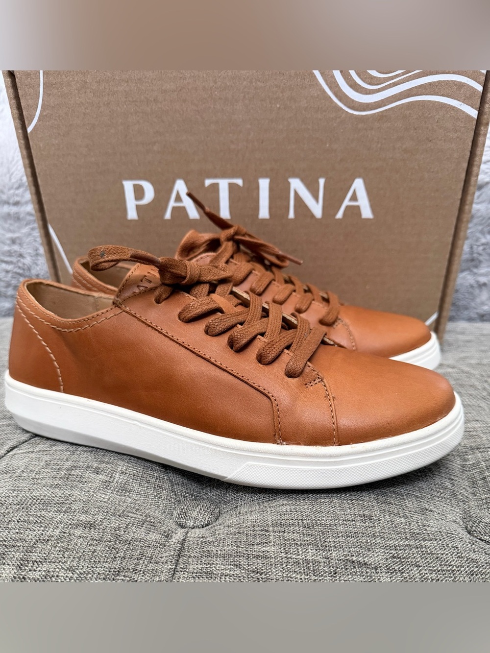 Patina Portland Brown Leather Low-Top Sneakers